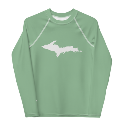 Michigan Upper Peninsula Rash Guard (w/ UP Outline) | Youth - Sea Green