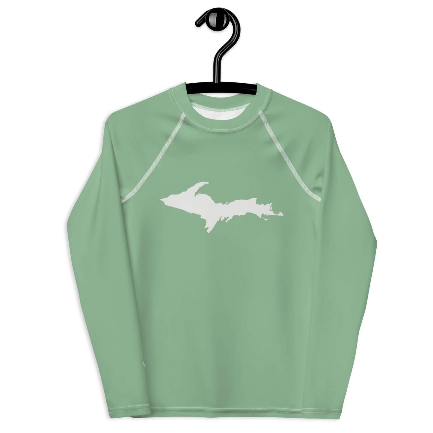 Michigan Upper Peninsula Rash Guard (w/ UP Outline) | Youth - Sea Green