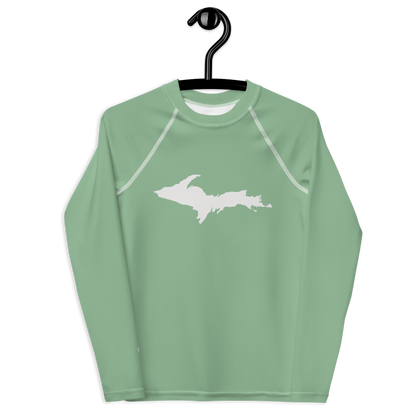 Michigan Upper Peninsula Rash Guard (w/ UP Outline) | Youth - Sea Green