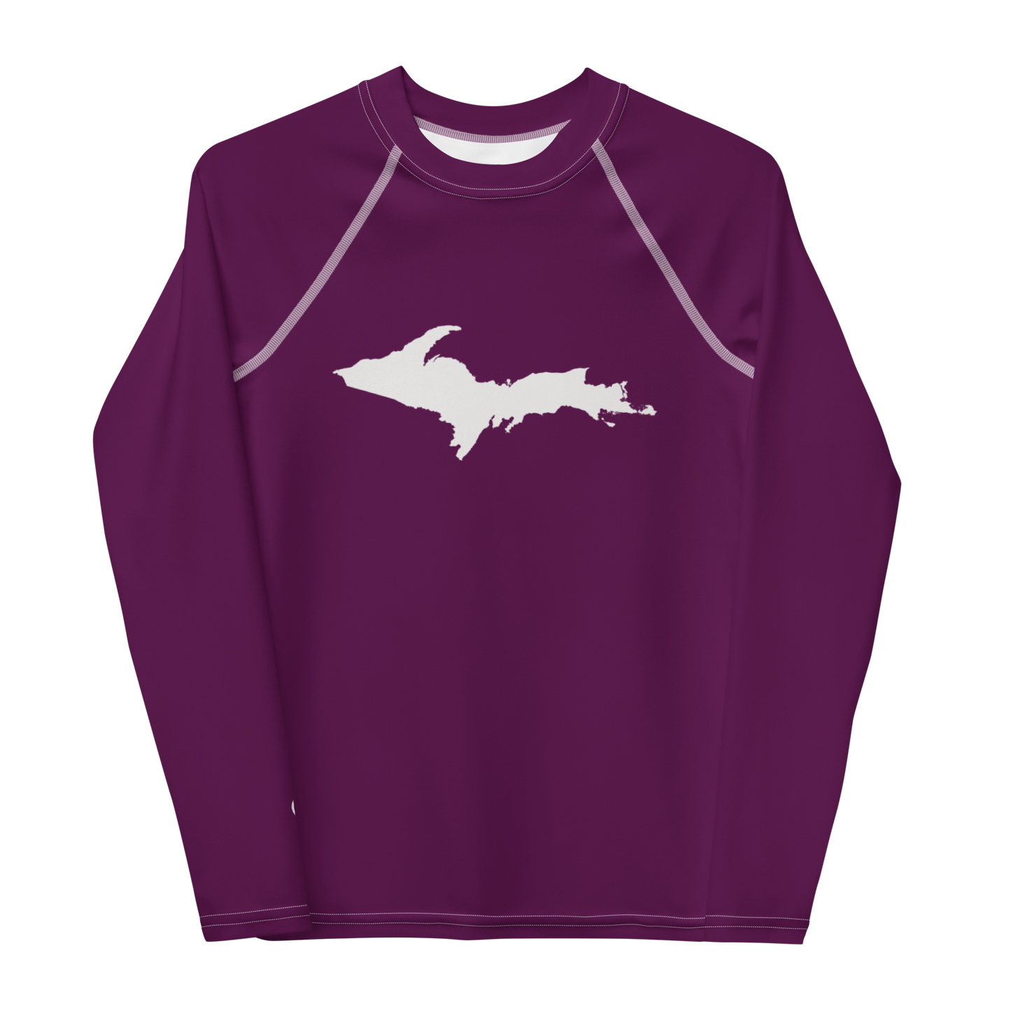 Michigan Upper Peninsula Rash Guard (w/ UP Outline) | Youth - Tyrian Purple