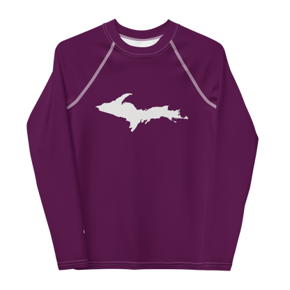 Michigan Upper Peninsula Rash Guard (w/ UP Outline) | Youth - Tyrian Purple