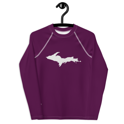 Michigan Upper Peninsula Rash Guard (w/ UP Outline) | Youth - Tyrian Purple