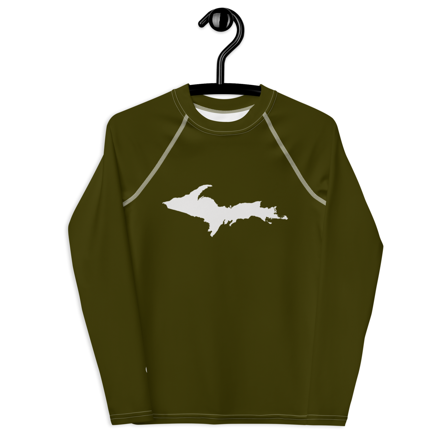 Michigan Upper Peninsula Rash Guard (w/ UP Outline) | Youth - Military Green