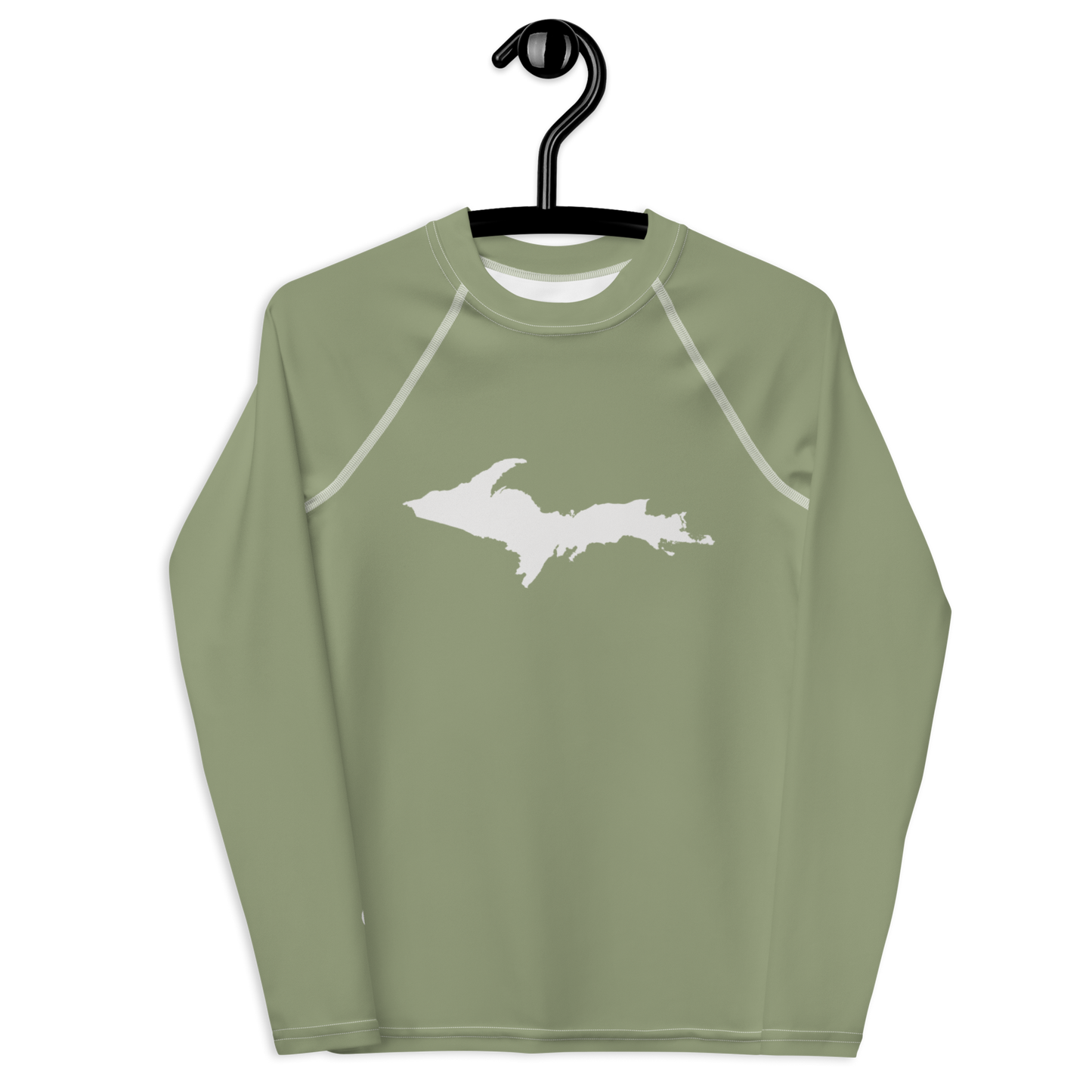 Michigan Upper Peninsula Rash Guard (w/ UP Outline) | Youth - Beachgrass Green