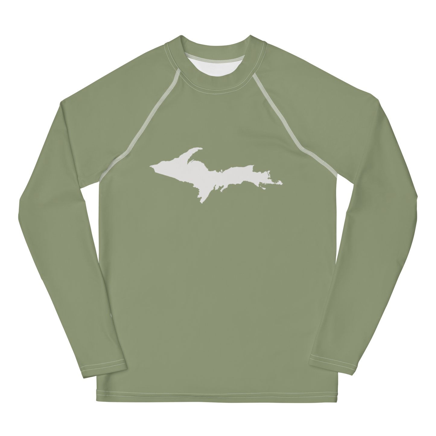 Michigan Upper Peninsula Rash Guard (w/ UP Outline) | Youth - Beachgrass Green