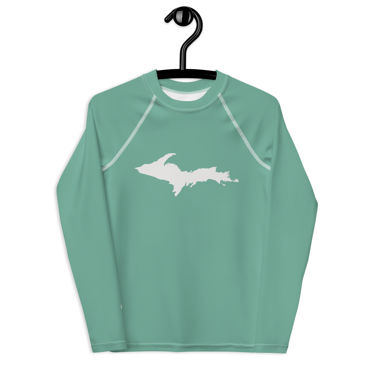 Michigan Upper Peninsula Rash Guard (w/ UP Outline) | Youth - Metallic Mint Green