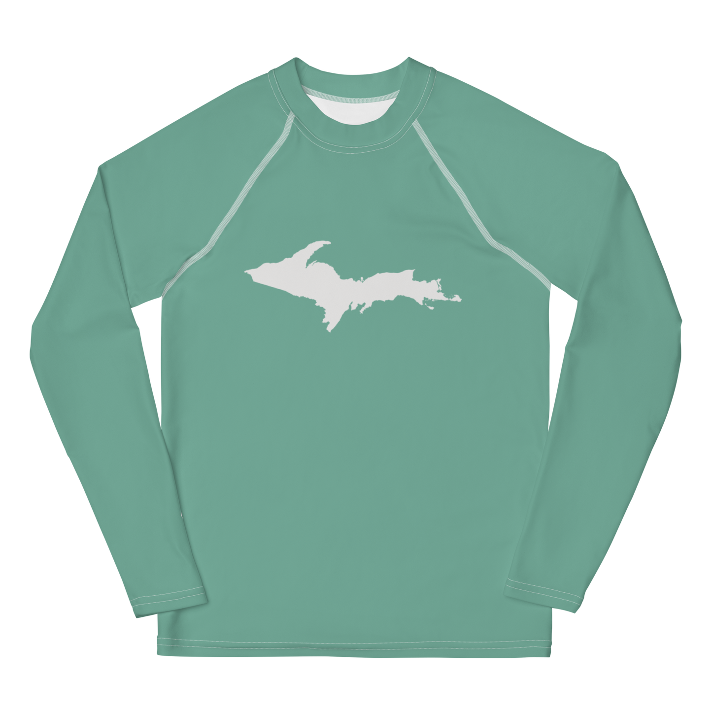 Michigan Upper Peninsula Rash Guard (w/ UP Outline) | Youth - Metallic Mint Green