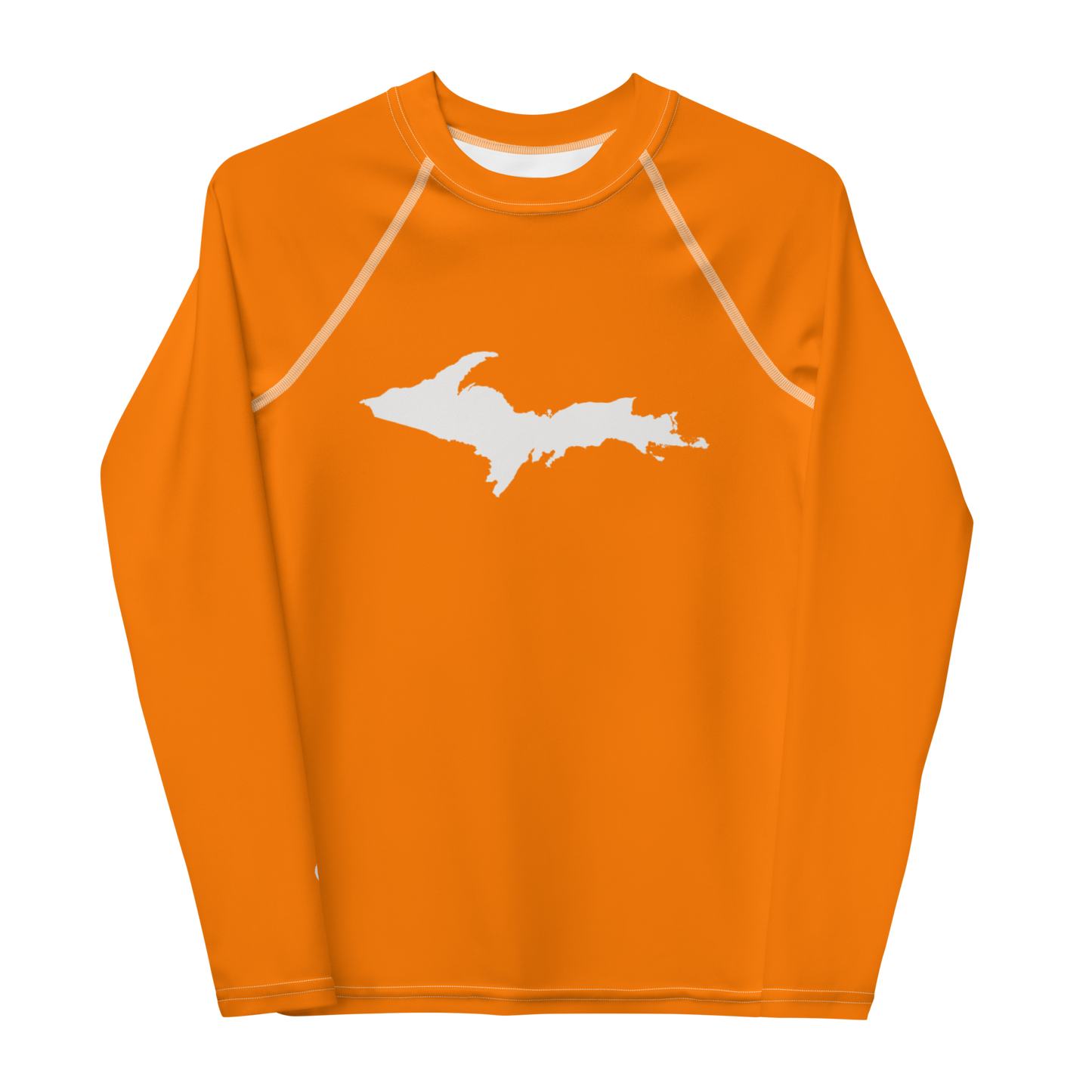 Michigan Upper Peninsula Rash Guard (w/ UP Outline) | Youth - Safety Orange