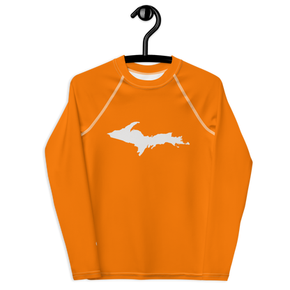 Michigan Upper Peninsula Rash Guard (w/ UP Outline) | Youth - Safety Orange