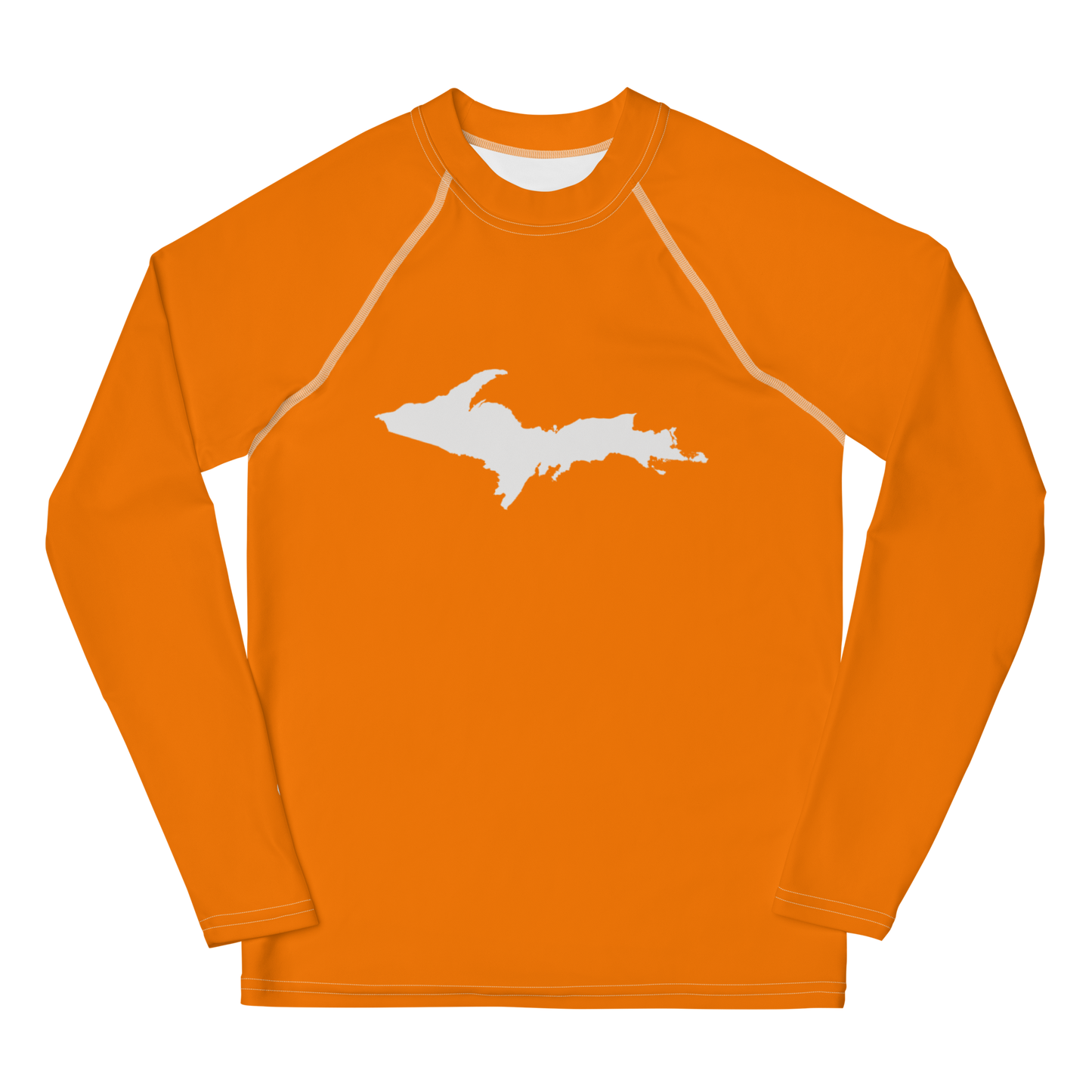 Michigan Upper Peninsula Rash Guard (w/ UP Outline) | Youth - Safety Orange