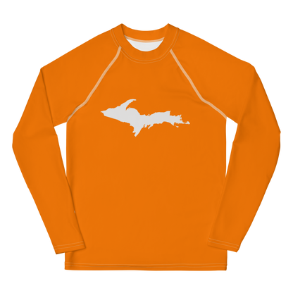 Michigan Upper Peninsula Rash Guard (w/ UP Outline) | Youth - Safety Orange