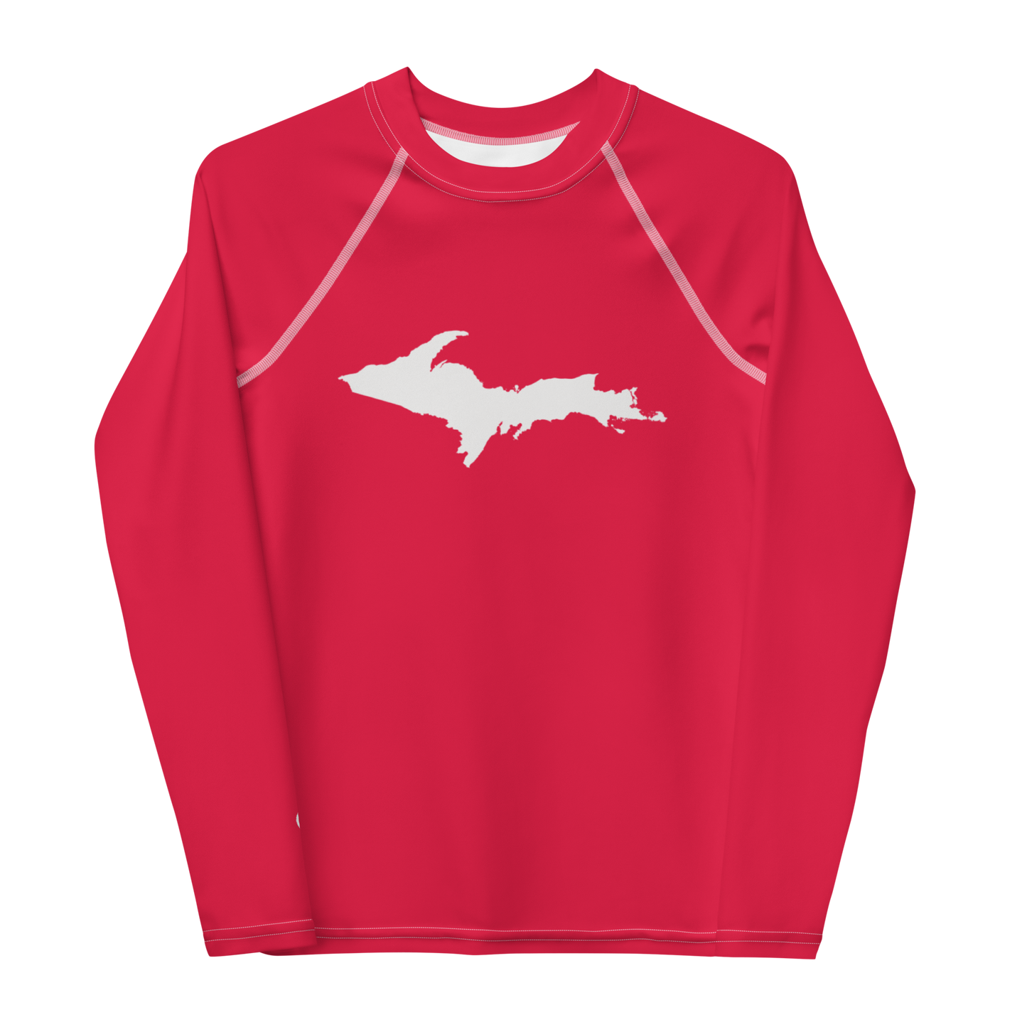 Michigan Upper Peninsula Rash Guard (w/ UP Outline) | Youth - Lighthouse Red