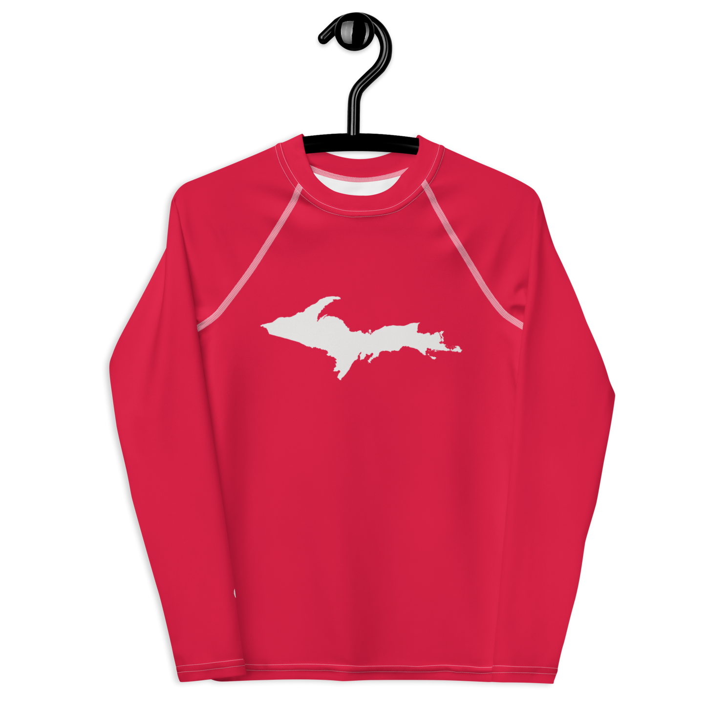 Michigan Upper Peninsula Rash Guard (w/ UP Outline) | Youth - Lighthouse Red