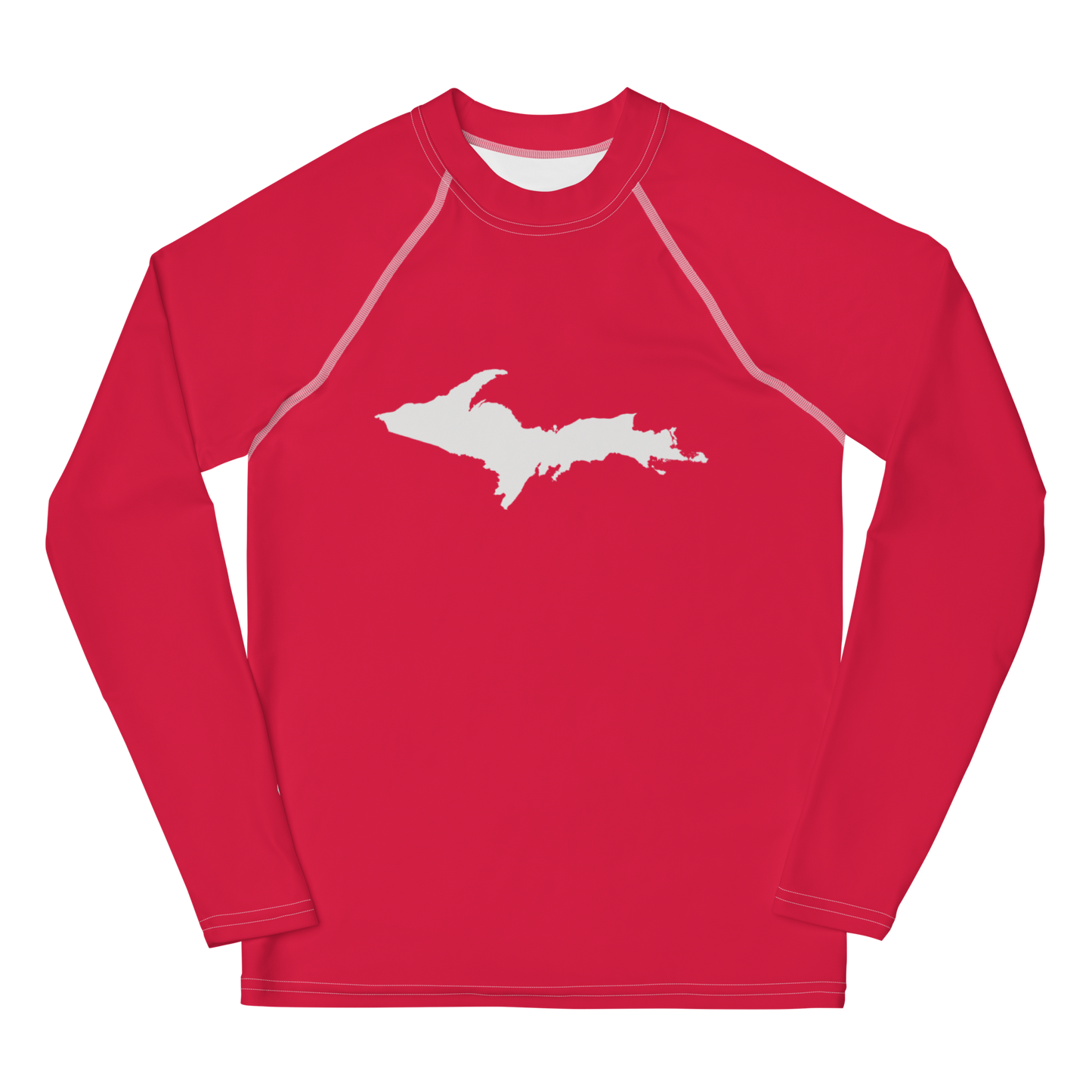 Michigan Upper Peninsula Rash Guard (w/ UP Outline) | Youth - Lighthouse Red