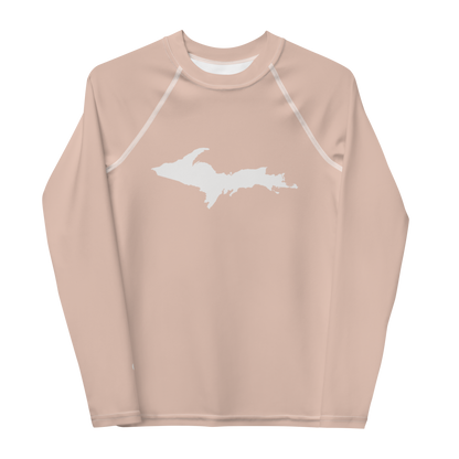 Michigan Upper Peninsula Rash Guard (w/ UP Outline) | Youth - Rose Gold