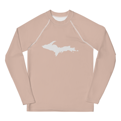 Michigan Upper Peninsula Rash Guard (w/ UP Outline) | Youth - Rose Gold