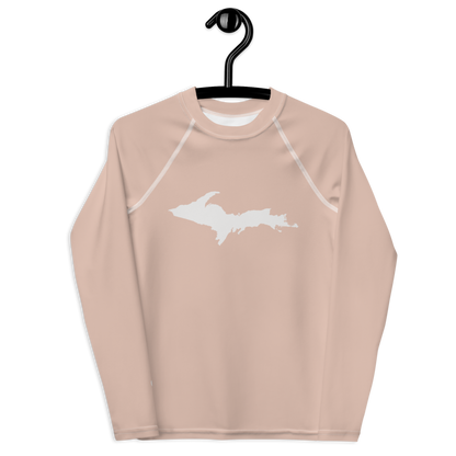 Michigan Upper Peninsula Rash Guard (w/ UP Outline) | Youth - Rose Gold