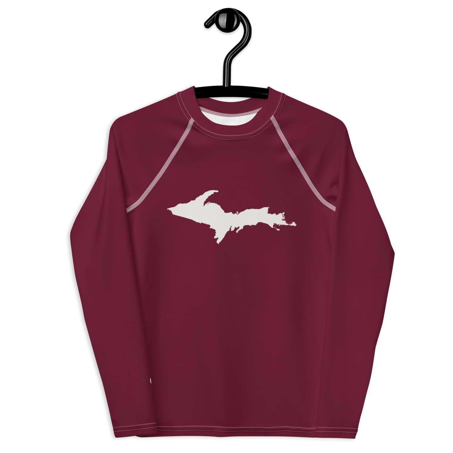 Michigan Upper Peninsula Rash Guard (w/ UP Outline) | Youth - Old Mission Burgundy