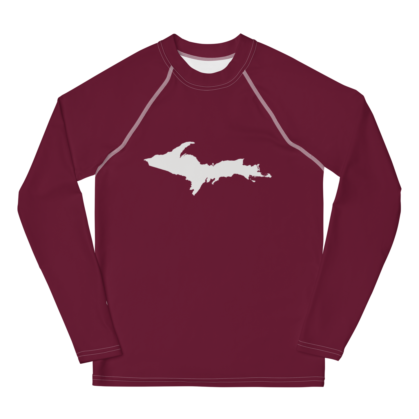 Michigan Upper Peninsula Rash Guard (w/ UP Outline) | Youth - Old Mission Burgundy