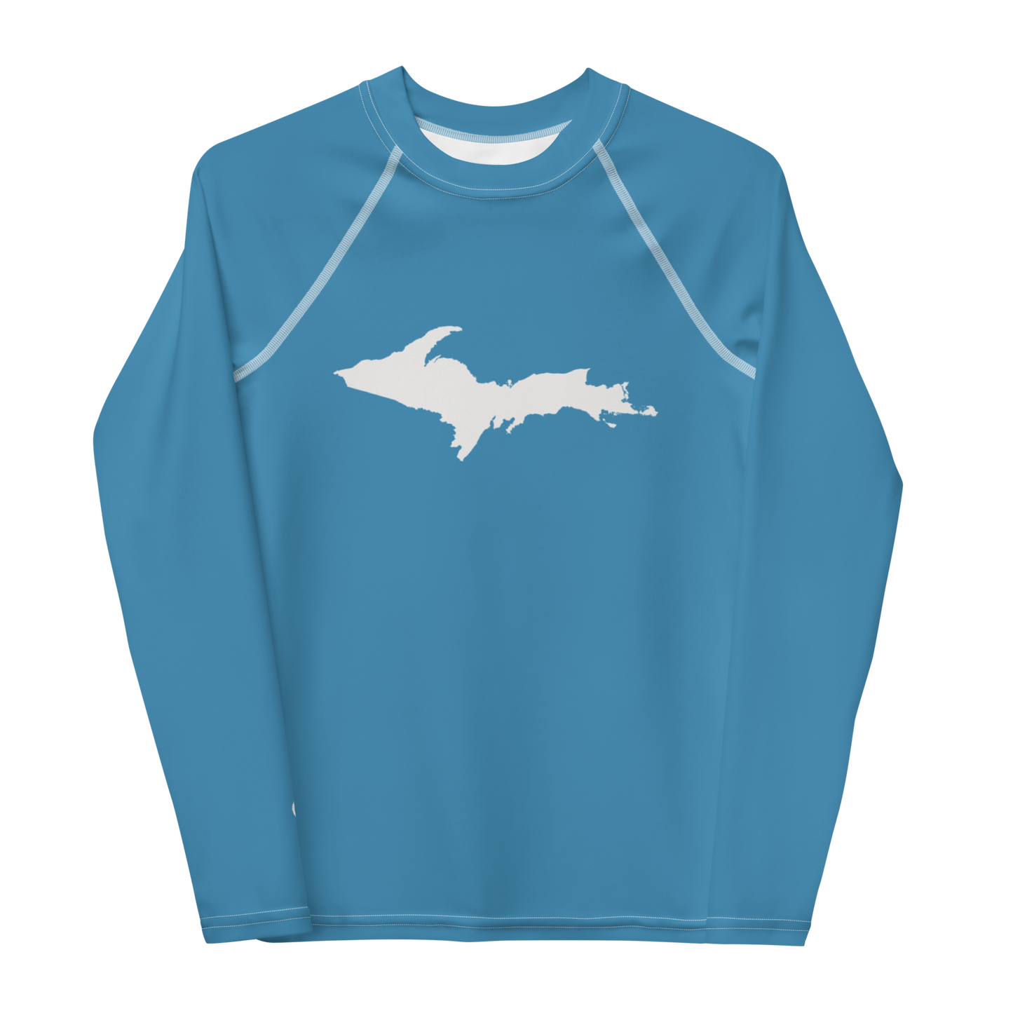 Michigan Upper Peninsula Rash Guard (w/ UP Outline) | Youth - Lake Michigan Blue