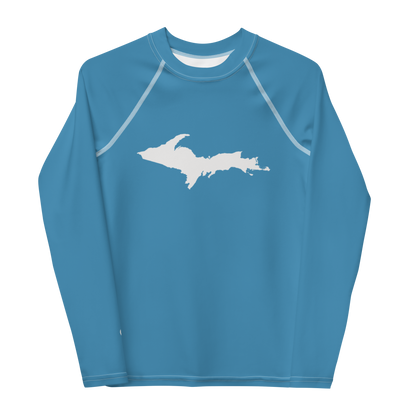 Michigan Upper Peninsula Rash Guard (w/ UP Outline) | Youth - Lake Michigan Blue