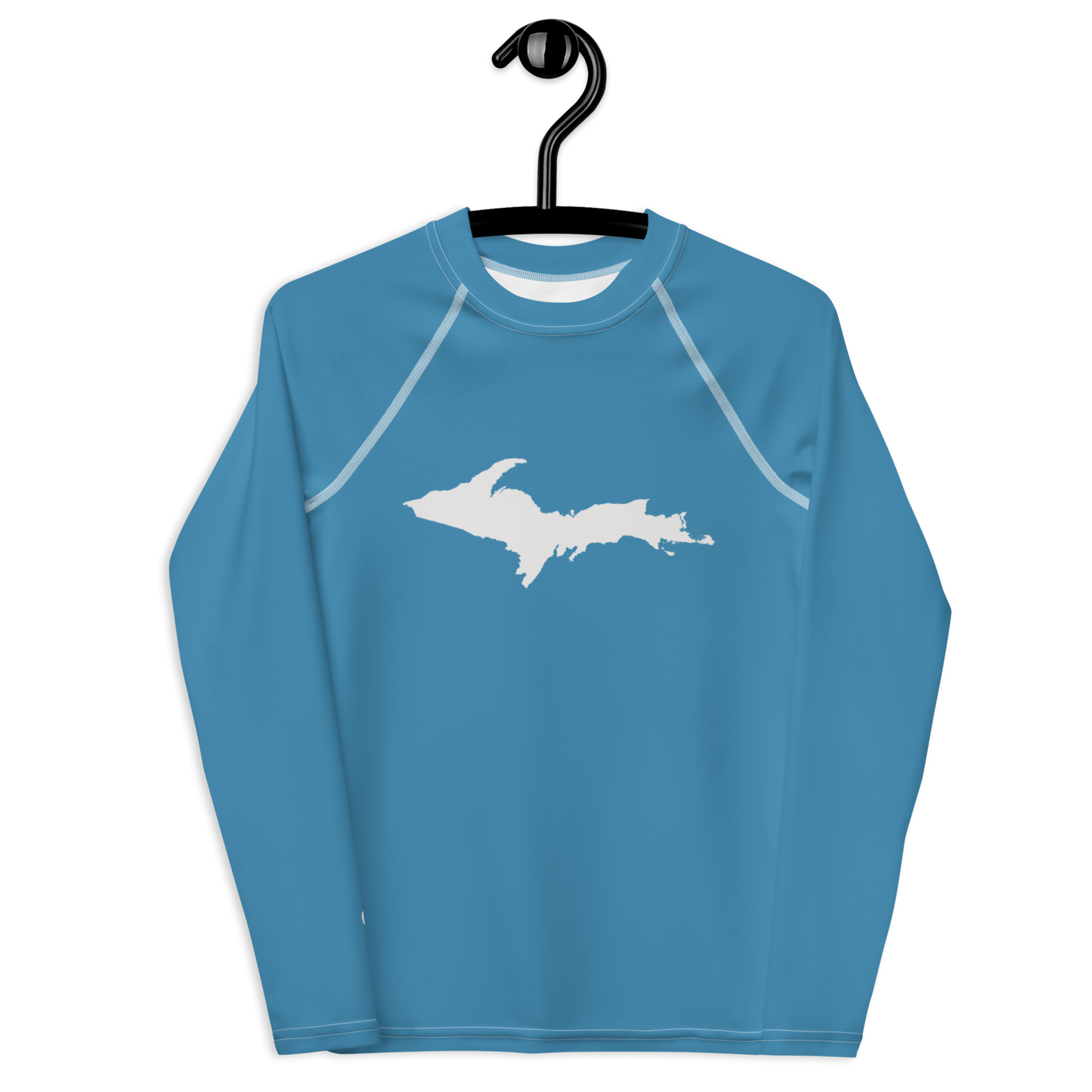 Michigan Upper Peninsula Rash Guard (w/ UP Outline) | Youth - Lake Michigan Blue