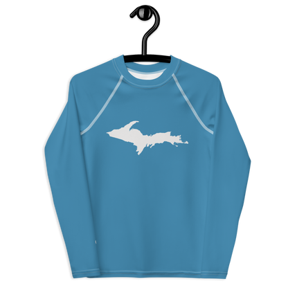 Michigan Upper Peninsula Rash Guard (w/ UP Outline) | Youth - Lake Michigan Blue