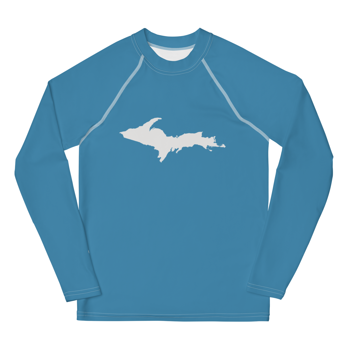 Michigan Upper Peninsula Rash Guard (w/ UP Outline) | Youth - Lake Michigan Blue