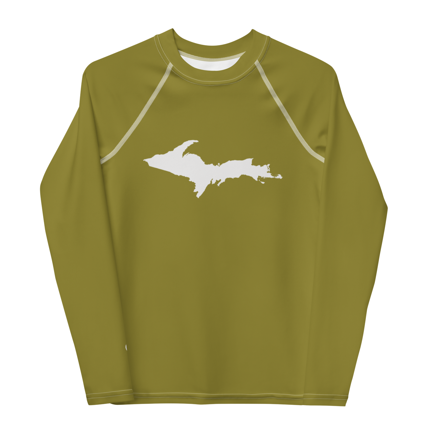 Michigan Upper Peninsula Rash Guard (w/ UP Outline) | Youth - Scrub Gold