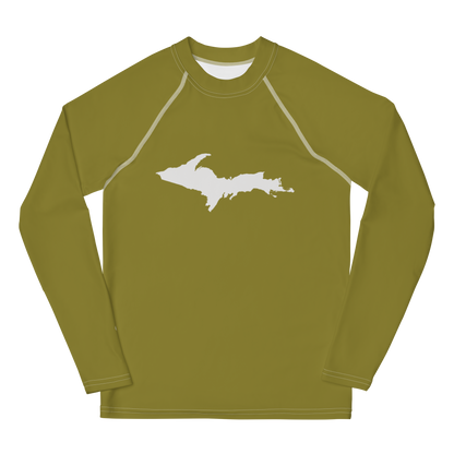 Michigan Upper Peninsula Rash Guard (w/ UP Outline) | Youth - Scrub Gold