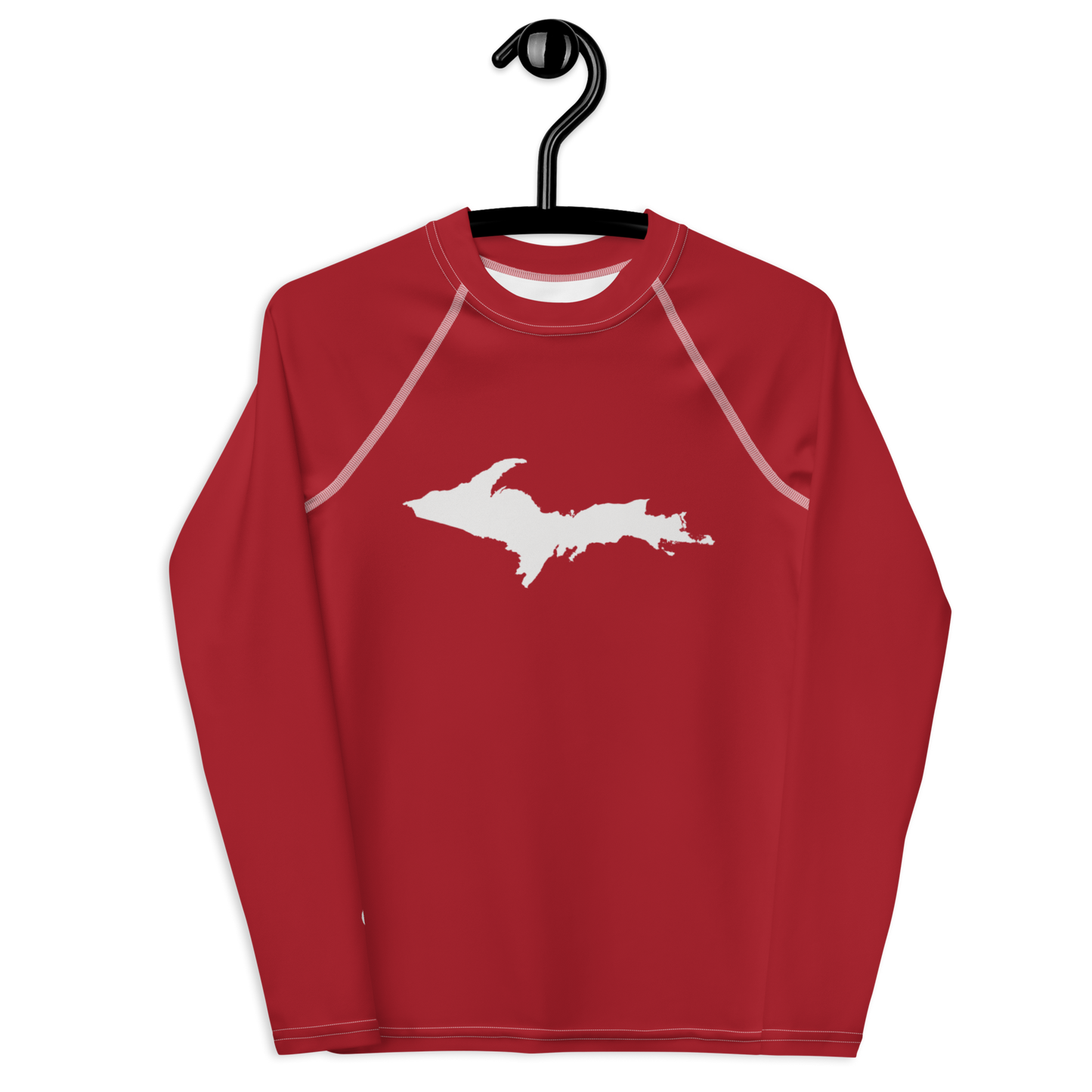 Michigan Upper Peninsula Rash Guard (w/ UP Outline) | Youth - Thimbleberry Red