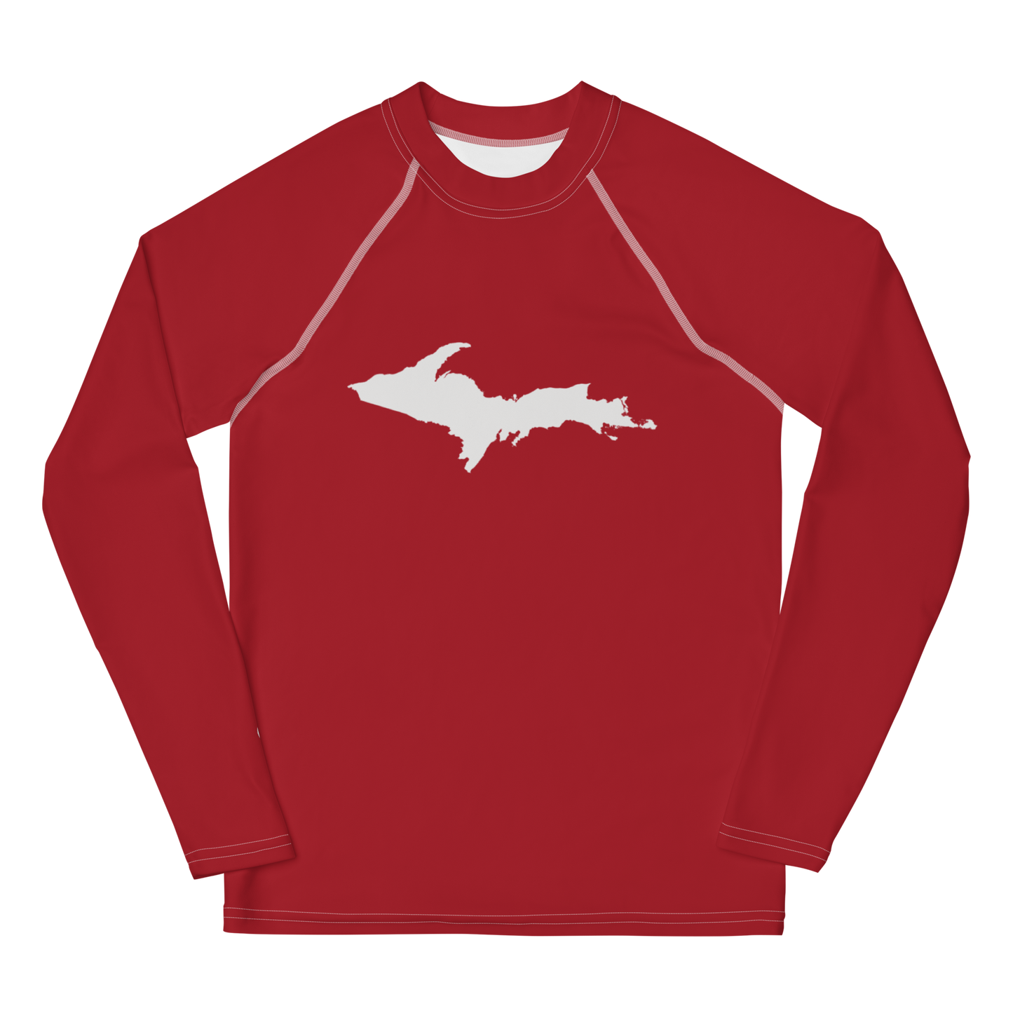 Michigan Upper Peninsula Rash Guard (w/ UP Outline) | Youth - Thimbleberry Red