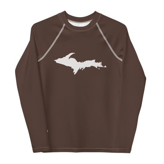 Michigan Upper Peninsula Rash Guard (w/ UP Outline) | Youth - Hickory Color