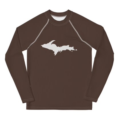 Michigan Upper Peninsula Rash Guard (w/ UP Outline) | Youth - Hickory Color