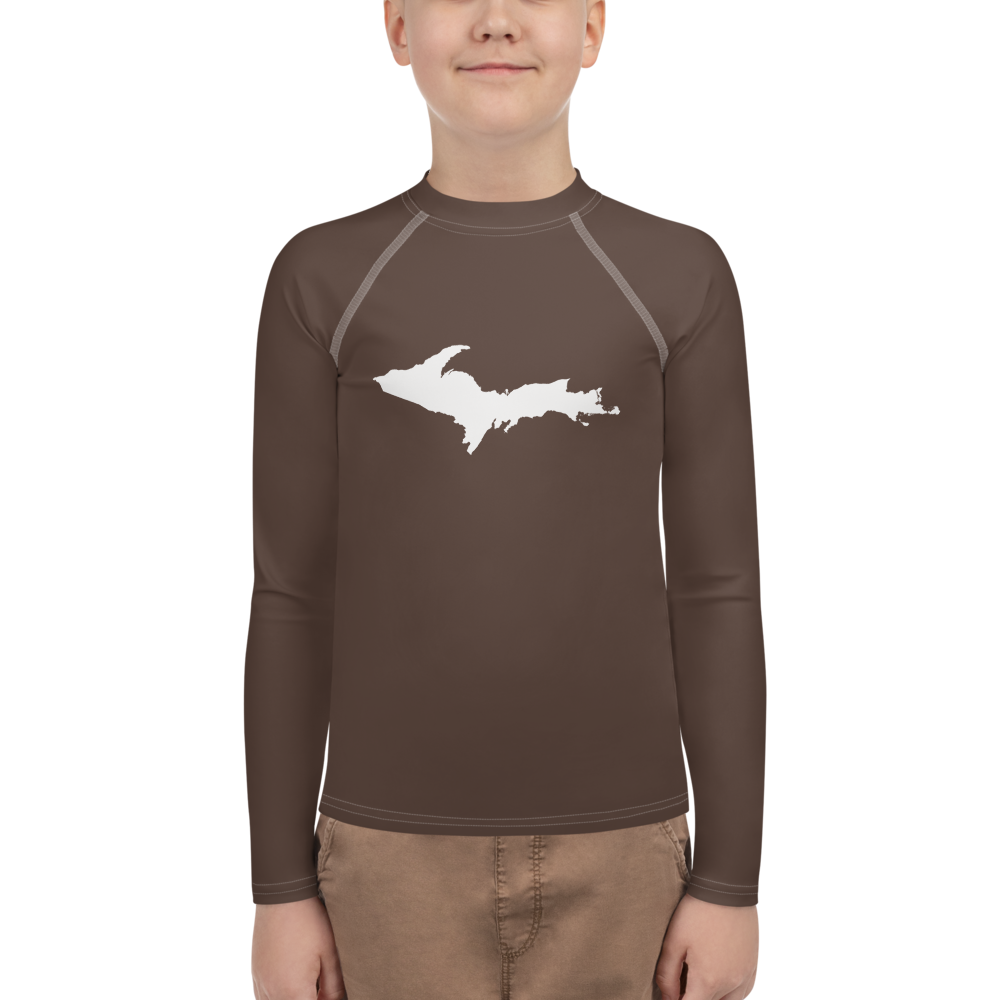 Michigan Upper Peninsula Rash Guard (w/ UP Outline) | Youth - Hickory Color