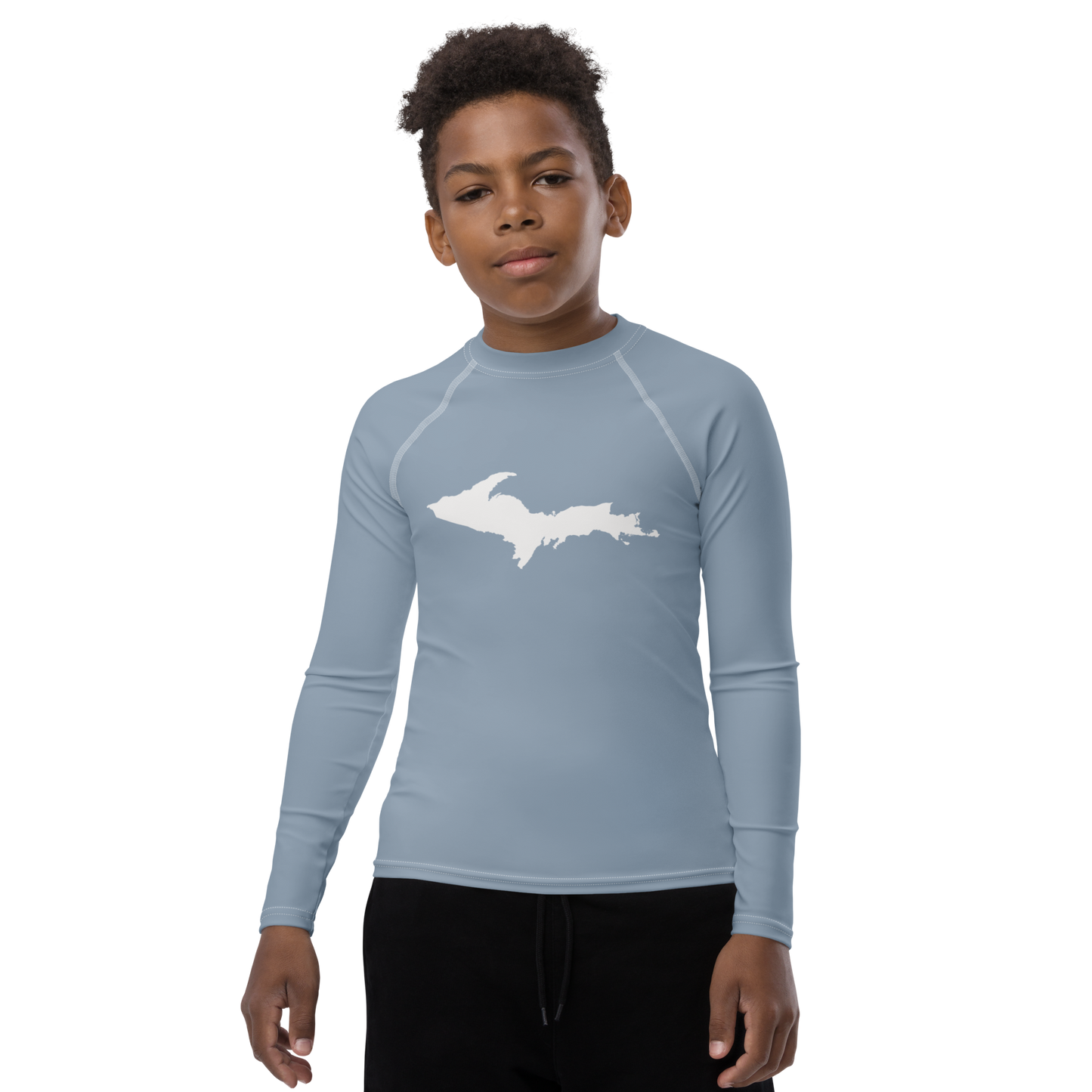 Michigan Upper Peninsula Rash Guard (w/ UP Outline) | Youth - B-24 Grey