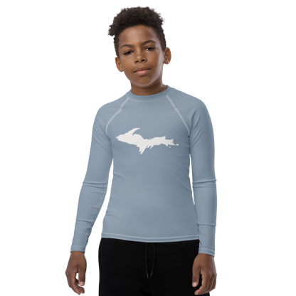 Michigan Upper Peninsula Rash Guard (w/ UP Outline) | Youth - B-24 Grey