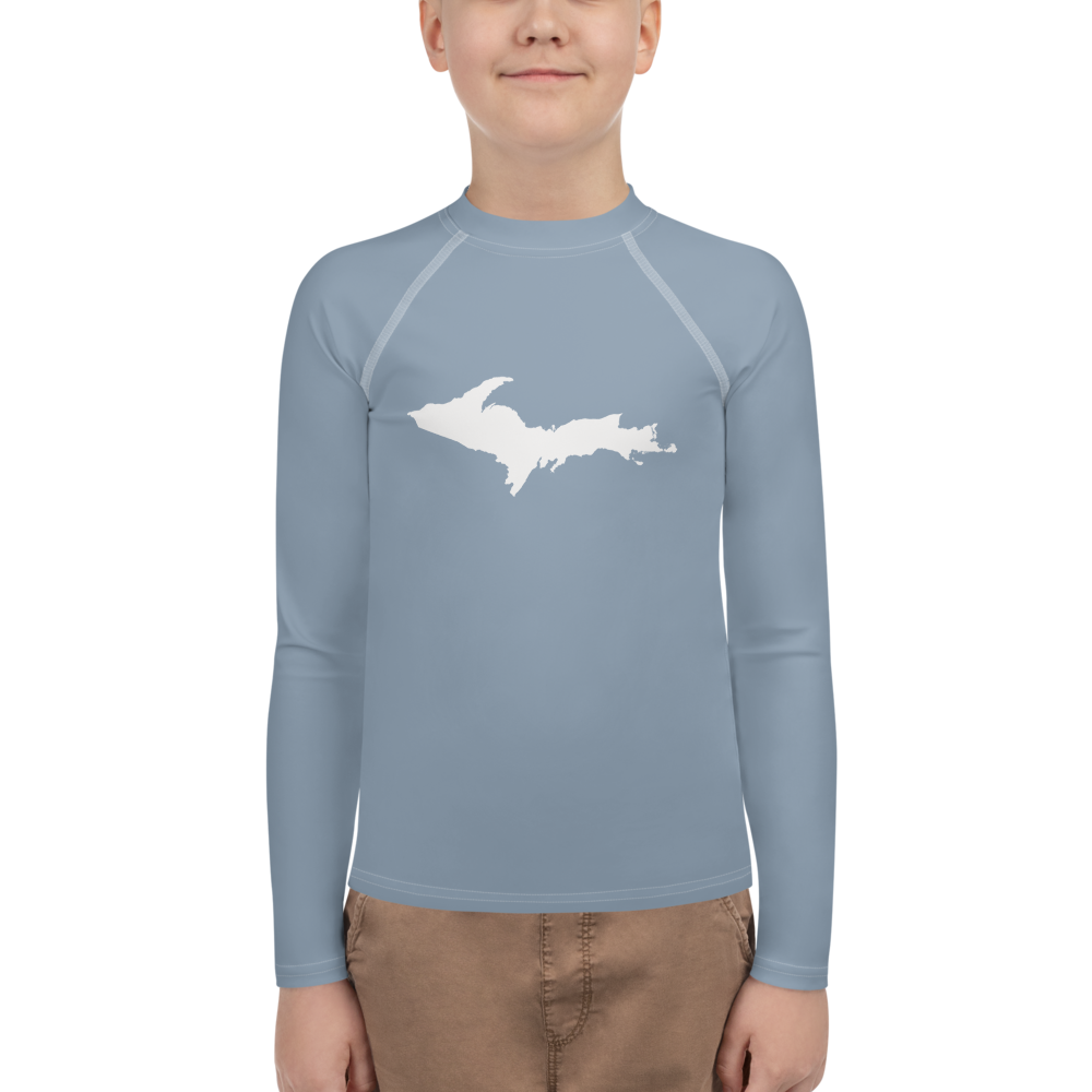 Michigan Upper Peninsula Rash Guard (w/ UP Outline) | Youth - B-24 Grey