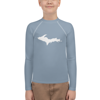 Michigan Upper Peninsula Rash Guard (w/ UP Outline) | Youth - B-24 Grey