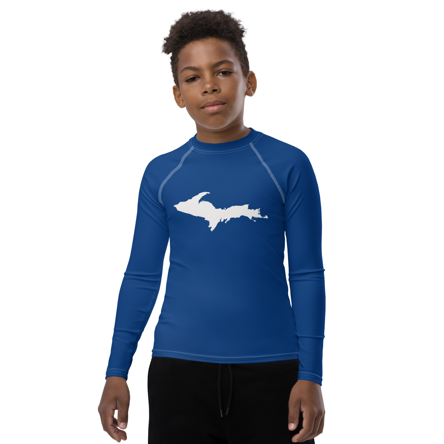 Michigan Upper Peninsula Rash Guard (w/ UP Outline) | Youth - Dearborn Blue