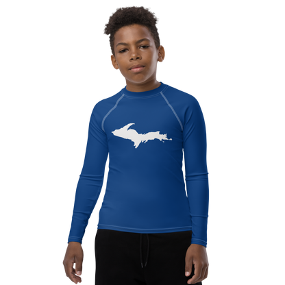 Michigan Upper Peninsula Rash Guard (w/ UP Outline) | Youth - Dearborn Blue