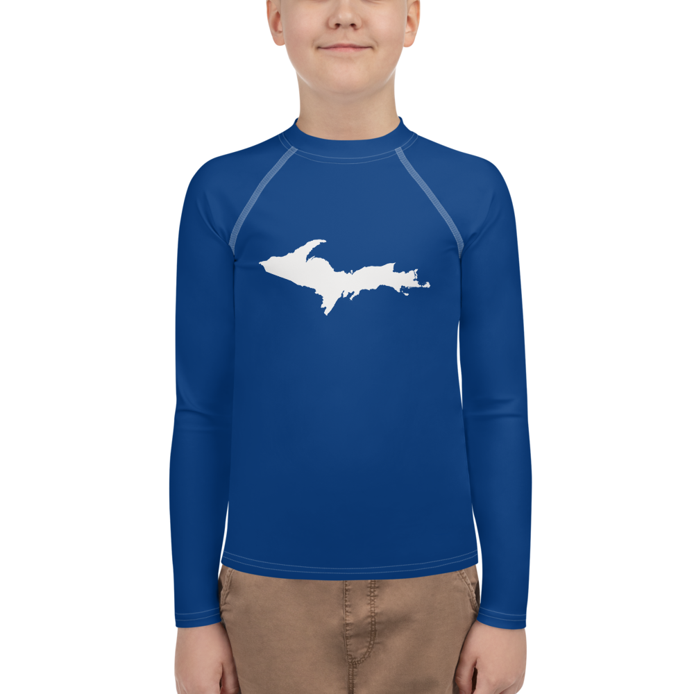 Michigan Upper Peninsula Rash Guard (w/ UP Outline) | Youth - Dearborn Blue