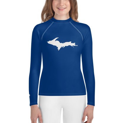 Michigan Upper Peninsula Rash Guard (w/ UP Outline) | Youth - Dearborn Blue