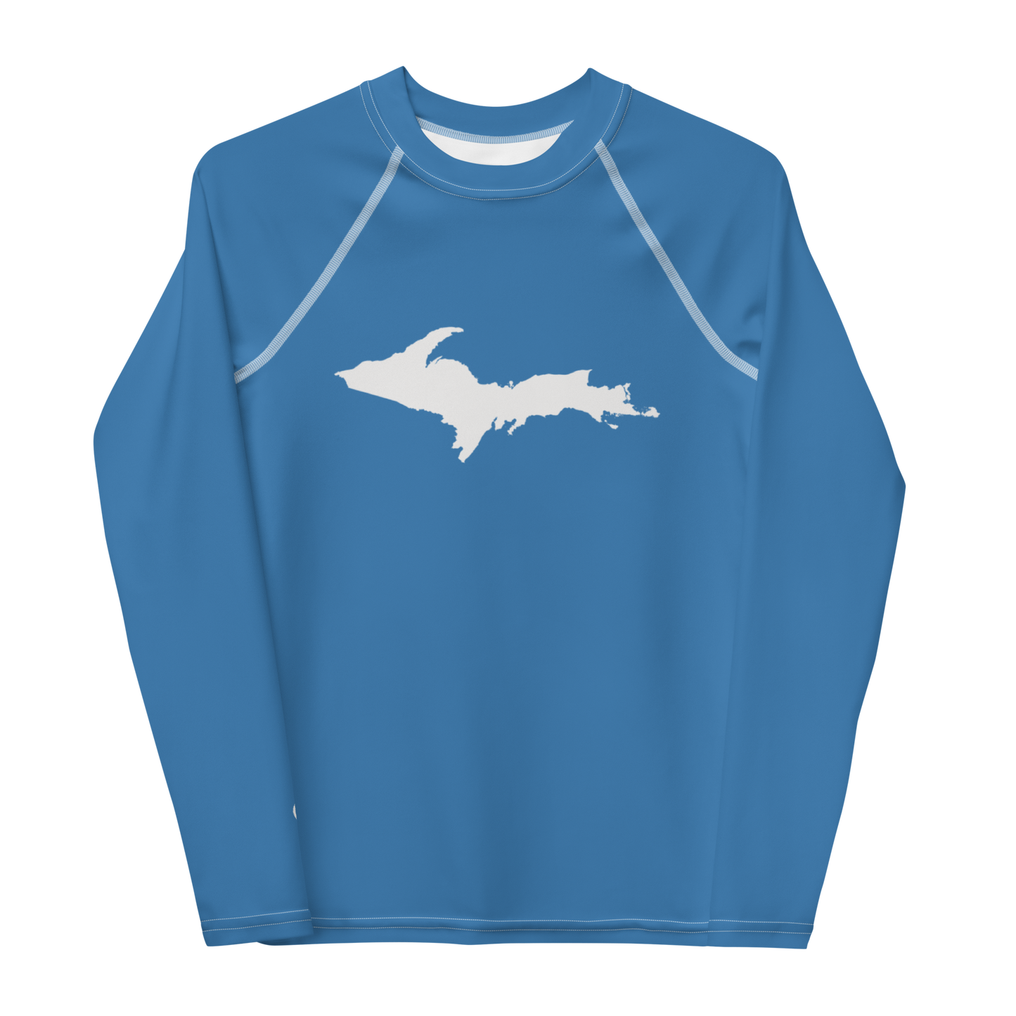 Michigan Upper Peninsula Rash Guard (w/ UP Outline) | Youth - Lake Superior Blue