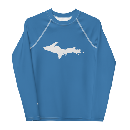 Michigan Upper Peninsula Rash Guard (w/ UP Outline) | Youth - Lake Superior Blue