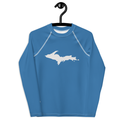 Michigan Upper Peninsula Rash Guard (w/ UP Outline) | Youth - Lake Superior Blue