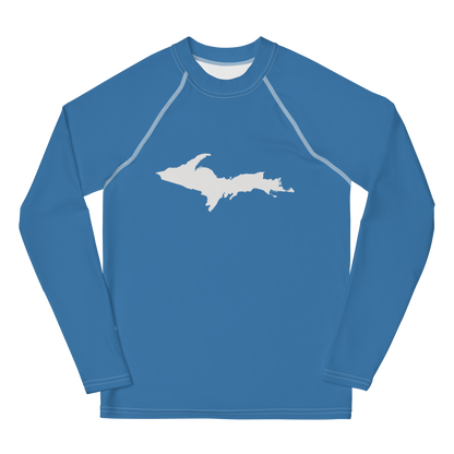 Michigan Upper Peninsula Rash Guard (w/ UP Outline) | Youth - Lake Superior Blue