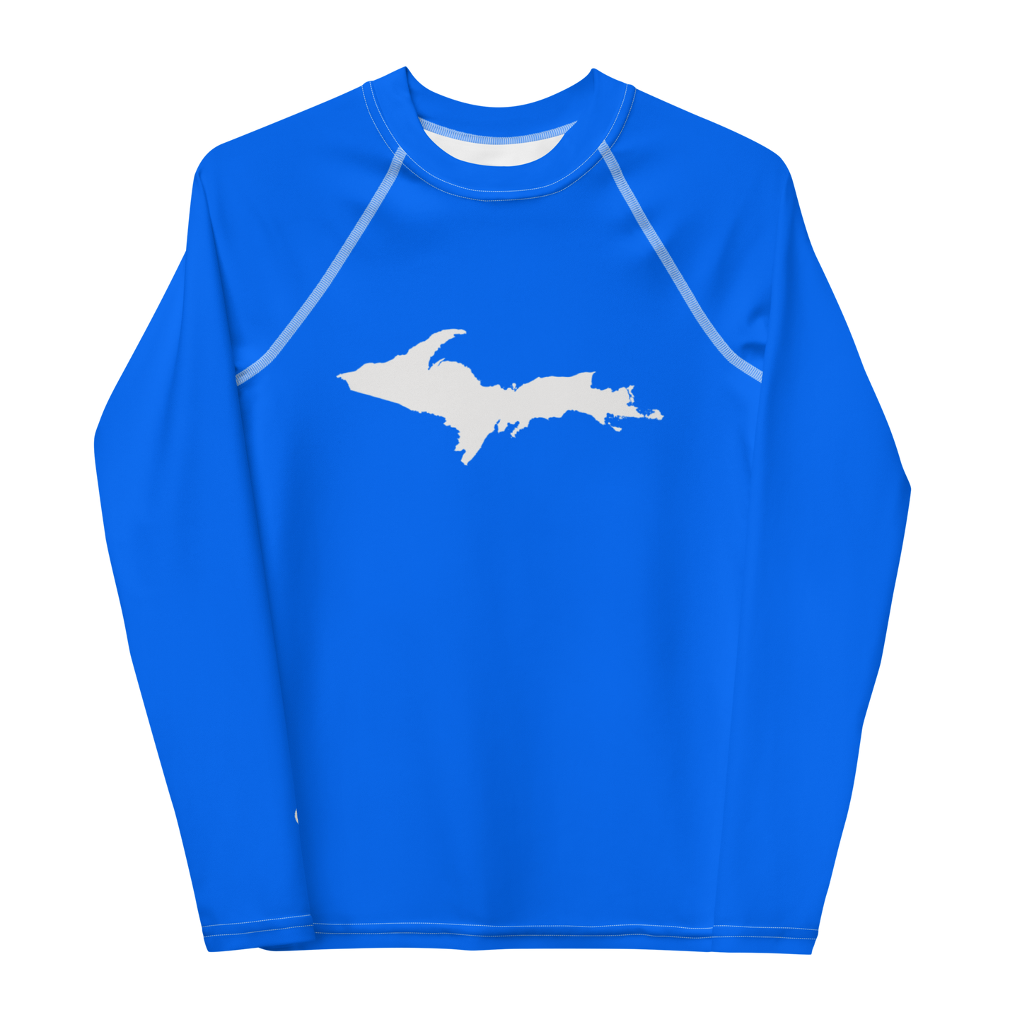 Michigan Upper Peninsula Rash Guard (w/ UP Outline) | Youth - Motor Town Blue