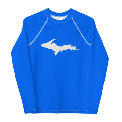 Michigan Upper Peninsula Rash Guard (w/ UP Outline) | Youth - Motor Town Blue