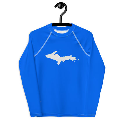 Michigan Upper Peninsula Rash Guard (w/ UP Outline) | Youth - Motor Town Blue